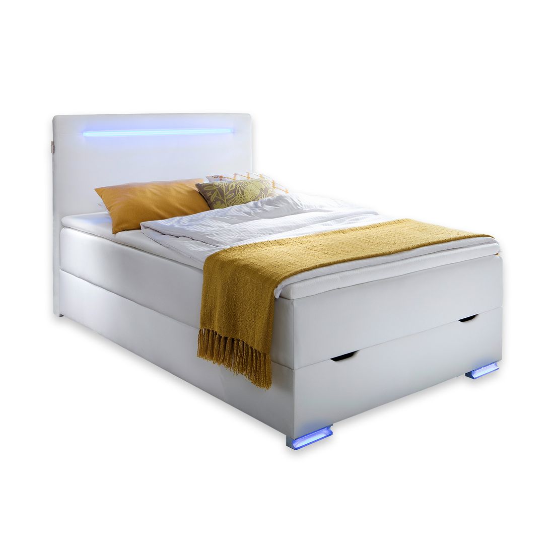 Boxspringbett Iniko Kunstleder mit Beleuchtung und Bettkasten