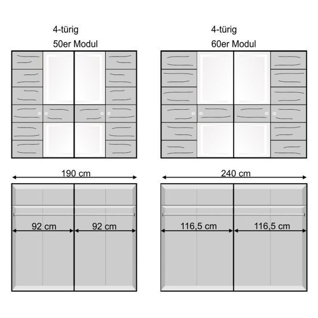 Drehtüren-Kleiderschrank Divari Kernbuche Massivholz mit Glasfront