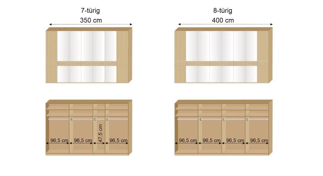Musterring Drehtüren-Kleiderschrank Savona 2.0 Eiche teilmassiv mit Glasfront