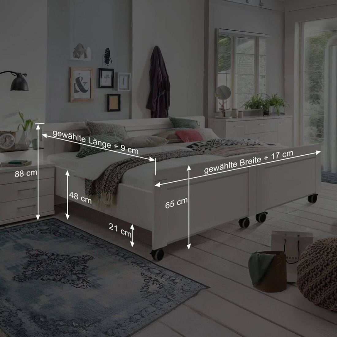 Senioren-Doppelbett Calimera Komfort mit Rollen