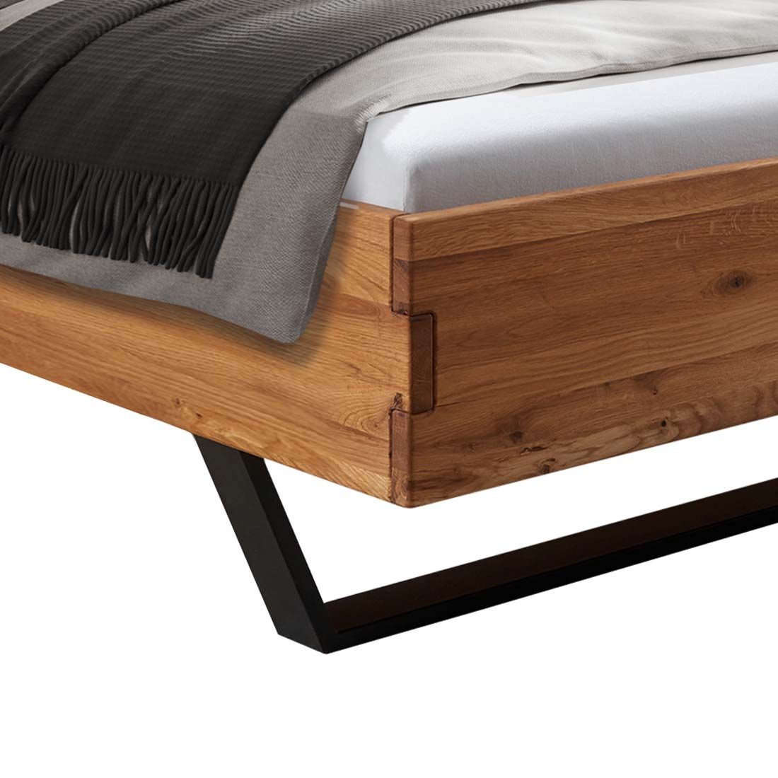 Bett Halesia Komfort Wildeiche Massivholz
