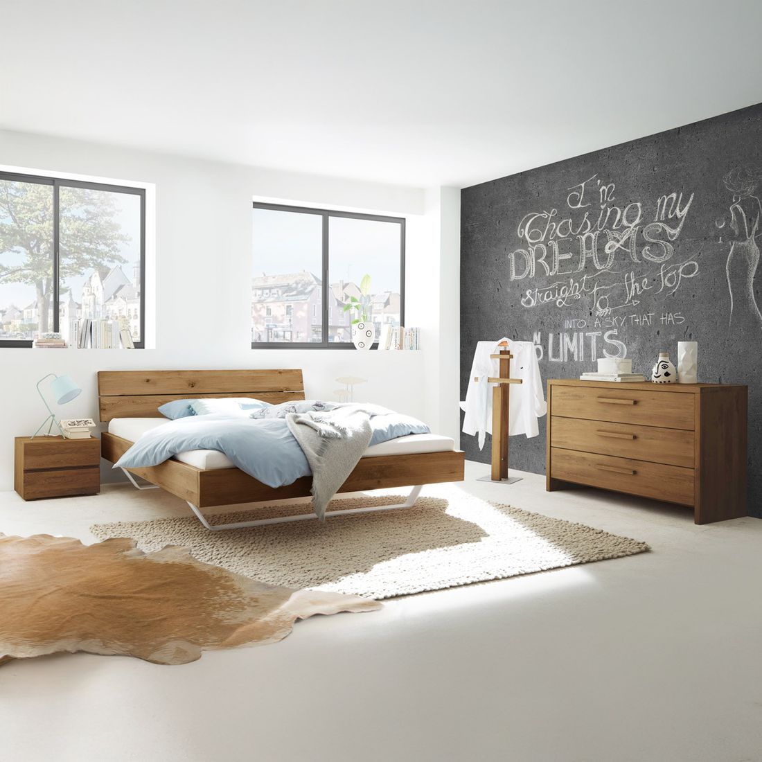Bett Nakiri Wildeiche Massivholz