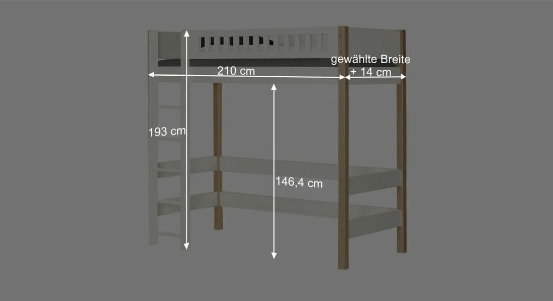 Maxi-Hochbett Kids Town Design Buche teilmassiv mit Lattenrost