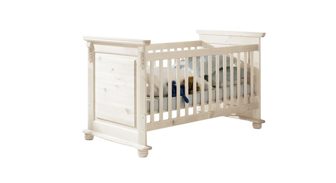 Babybett Countryside Kiefer Massivholz mit Lattenrost und Schlupfsprossen