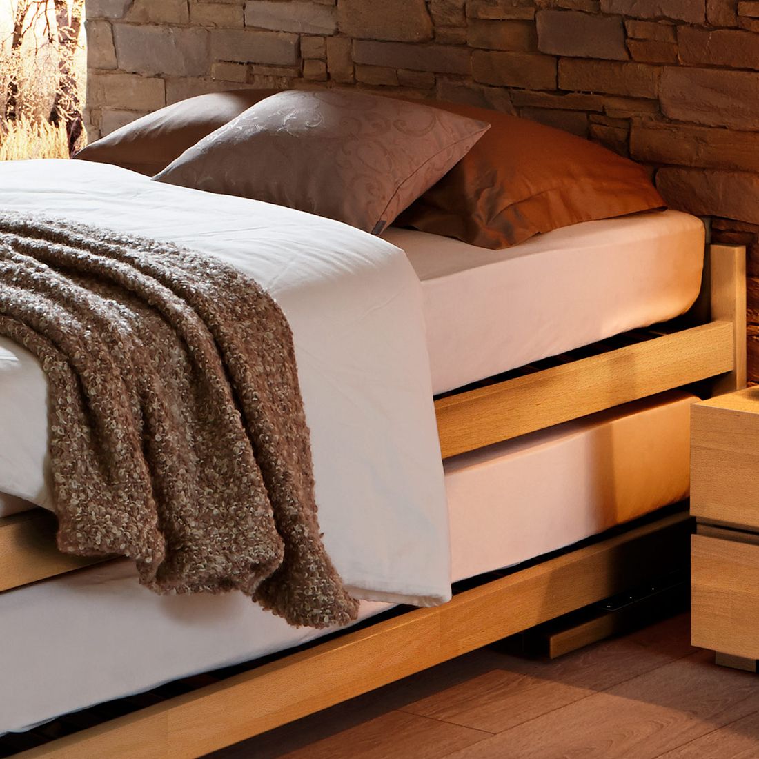 Ausziehbett On Top Buche Massivholz mit Lattenrost