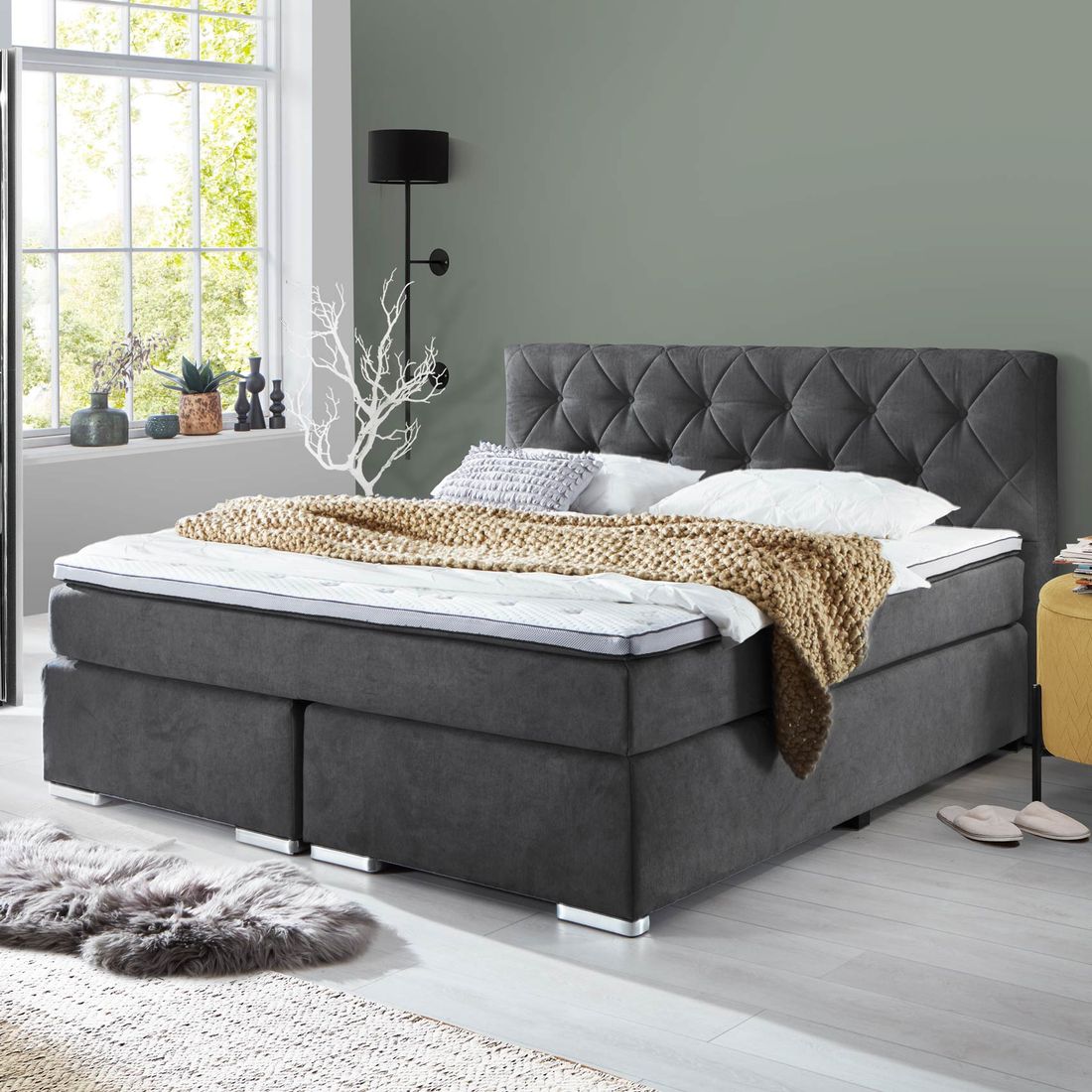 Boxspringbett Bryce Webstoff 180x200cm