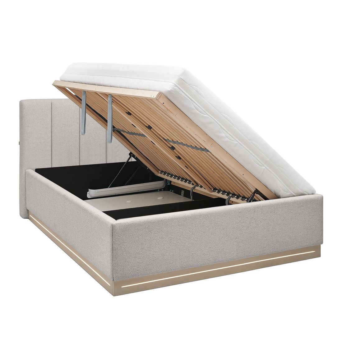 set one Polsterbett Franklin Komfort Strukturstoff KT1 S3 mit Bettkasten und Lattenrost