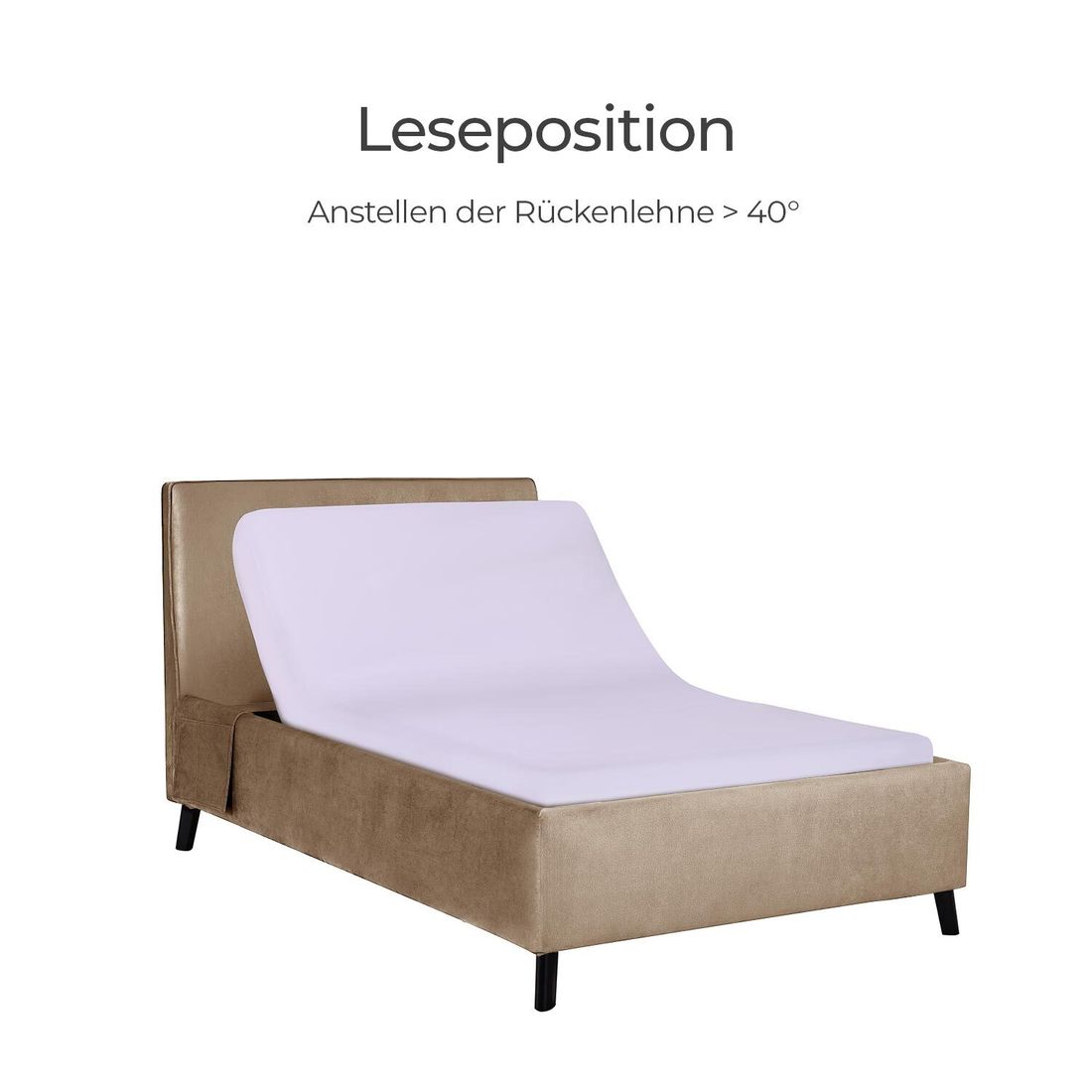Einzelbett Thea Komfort Velours mit Pflegebett-Funktion und Lattenrost