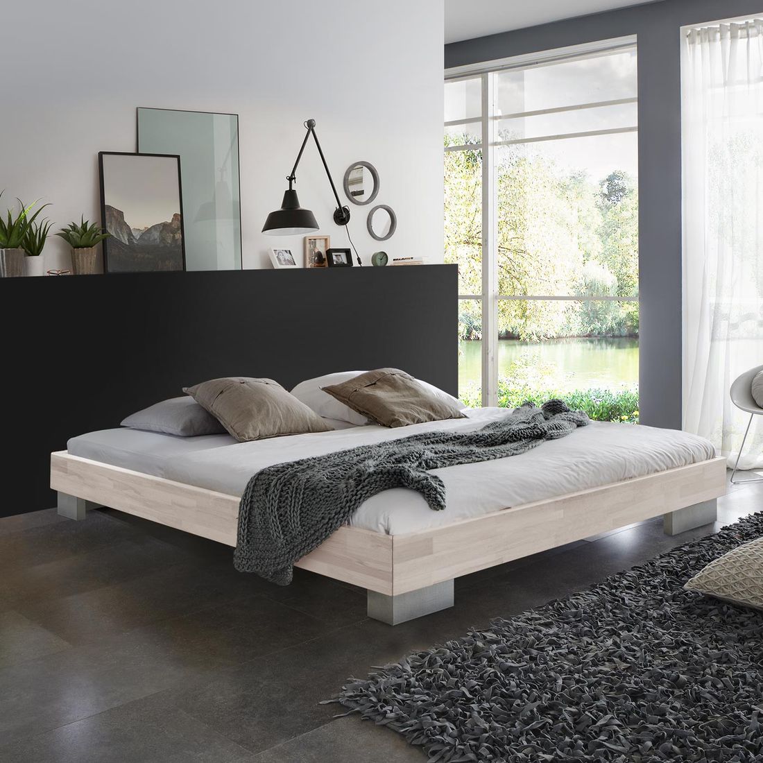 Bett Sogno Buche Massivholz ohne Kopfteil