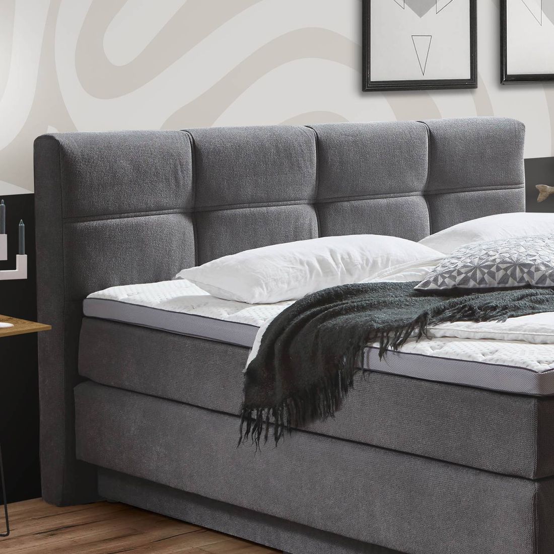 Boxspringbett Bardin Webstoff mit Bettkasten