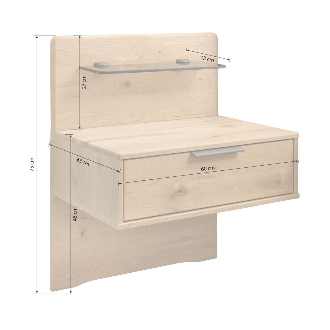 Interliving Schwebenachttisch 1027 Eiche teilmassiv
