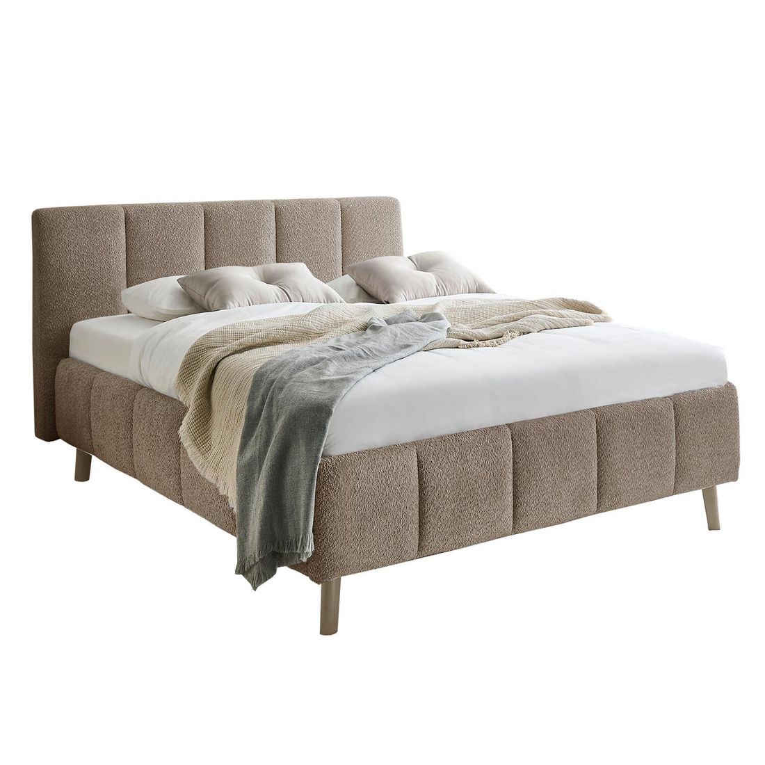Polsterbett Malven Komfort Bouclé mit Bettkasten und Lattenrost