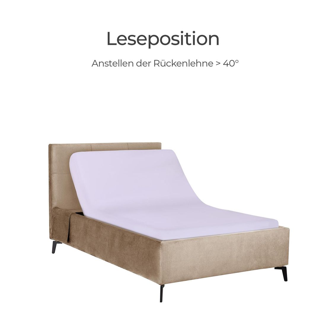 Polsterbett Josephine Komfort Velours mit Pflegebett-Funktion und Lattenrost