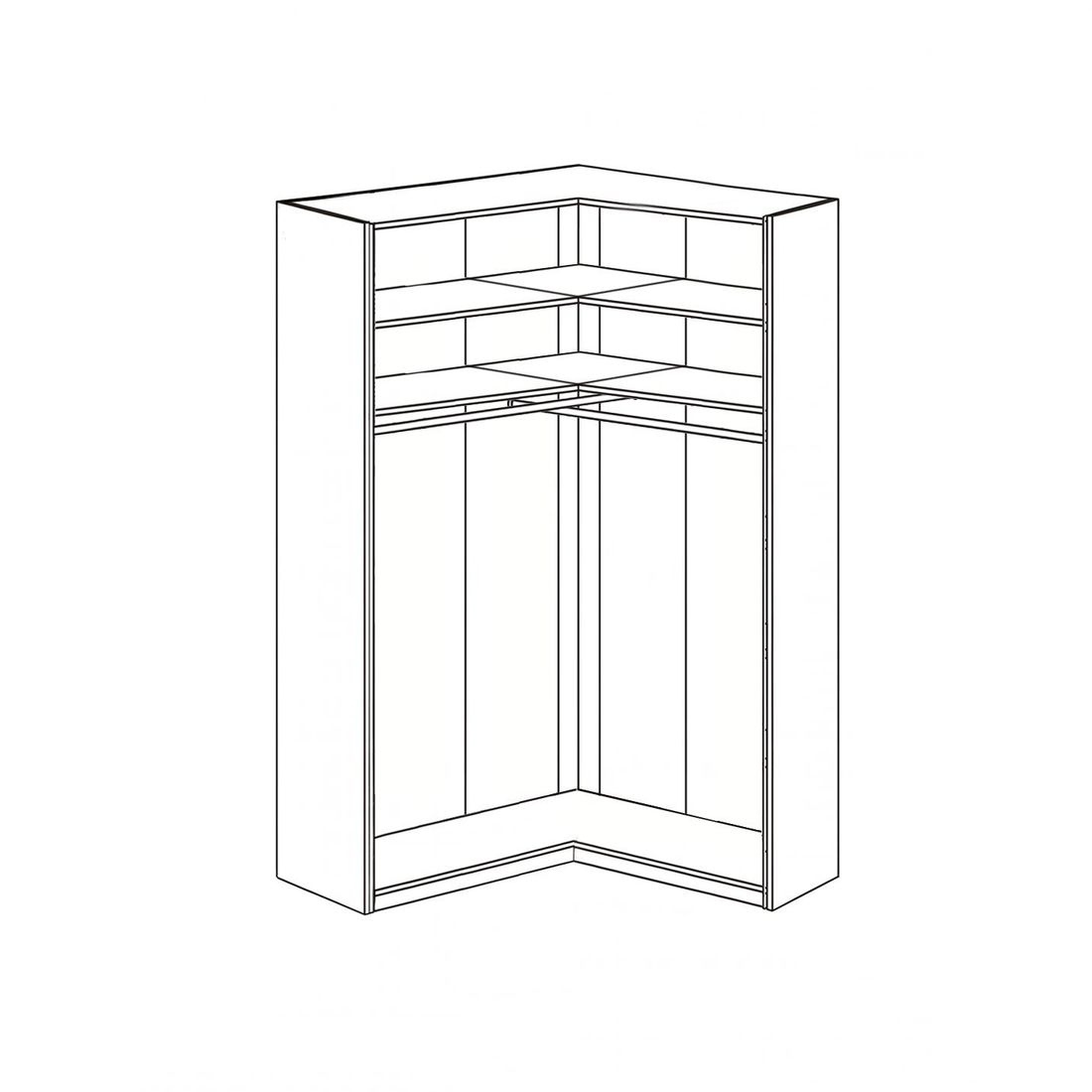 Eck-Kleiderschrank Estiva Eiche Dekor mit Glasfront