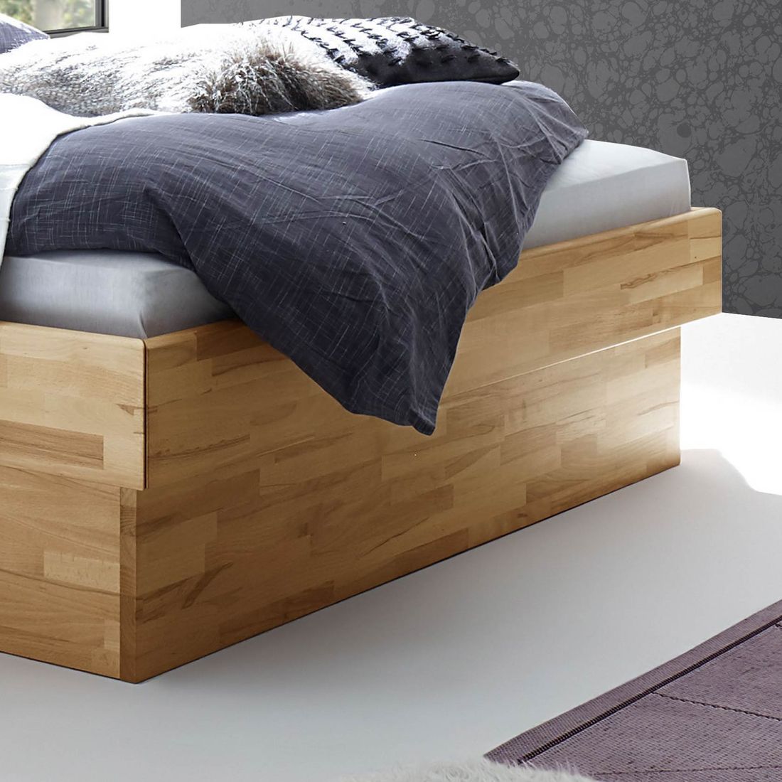 Bett Karuna Komfort Kernbuche Massivholz mit Bettkasten