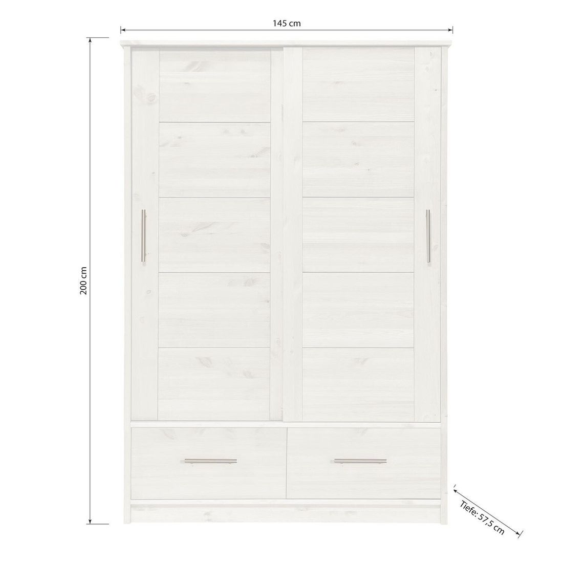 Schiebetüren-Kleiderschrank Kids Paradise Kiefer Massivholz mit Innenausstattung H 200cm