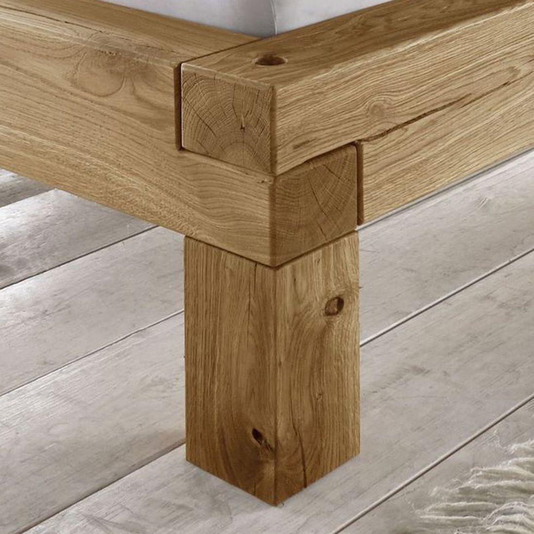 Balkenbett Claro Komfort Wildeiche Massivholz