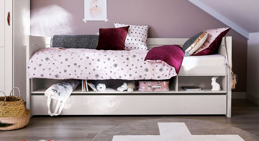 LIFETIME Sofa-Kojenbett Original Kiefer Massivholz mit Lattenrost und Schubkasten