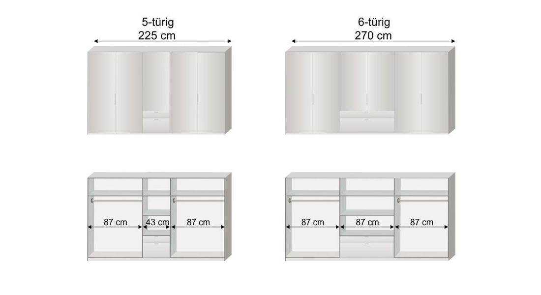 Drehtüren-Kleiderschrank Ceprano mit Schubladen