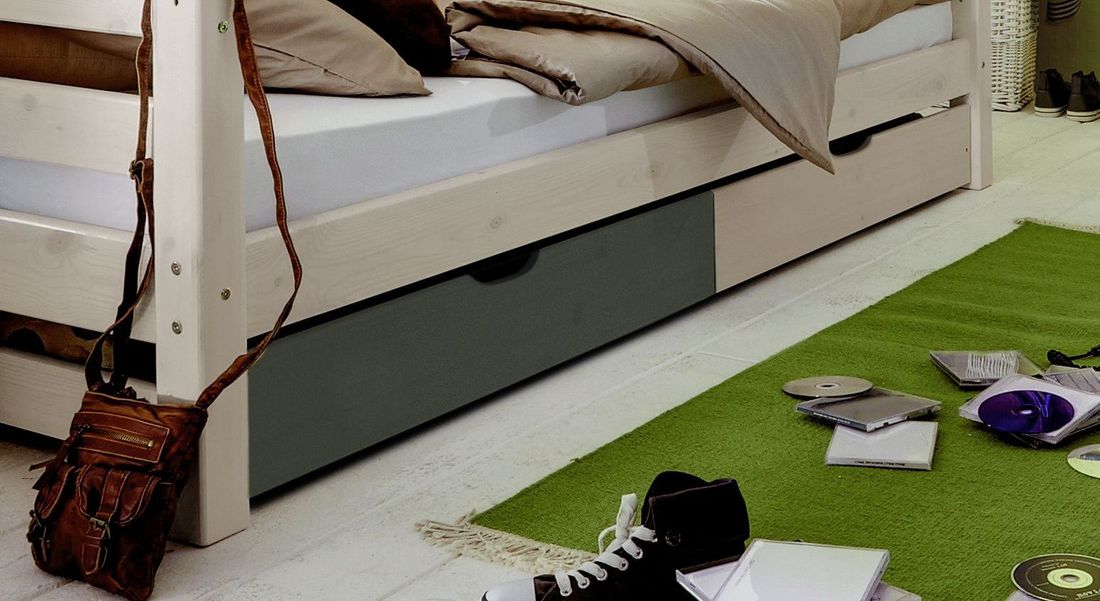 Bett Kids Paradise Laubhütte Kiefer Massivholz mit Lattenrost und Schubkasten