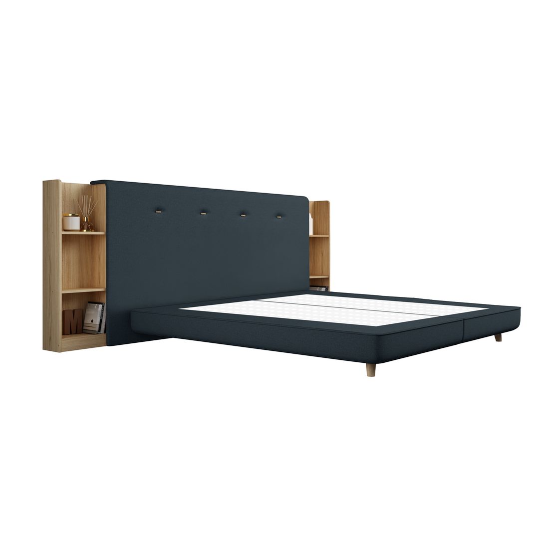 SCHLARAFFIA Bett Buddy Holly Webstoff mit Boxspring-Unterfederung