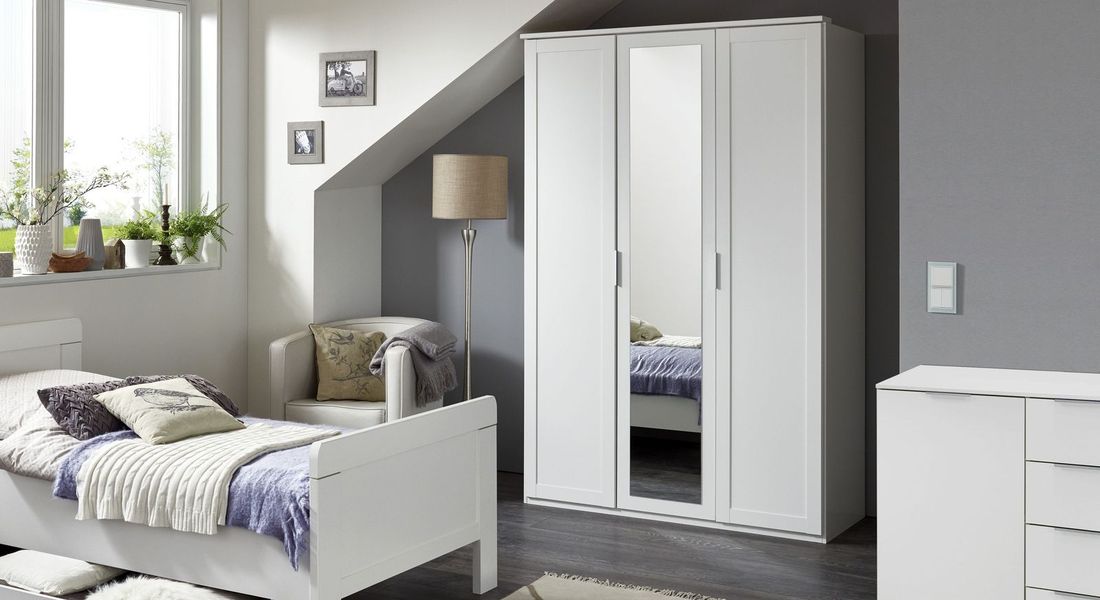 Drehtüren-Kleiderschrank Aradeo mit Spiegel