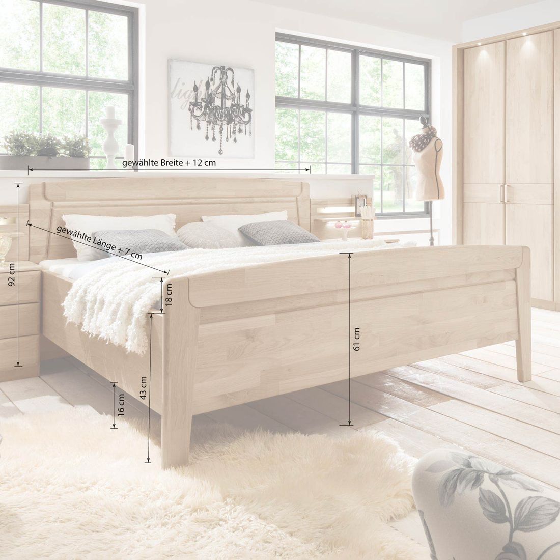 Doppelbett Temara Komfort Erle teilmassiv