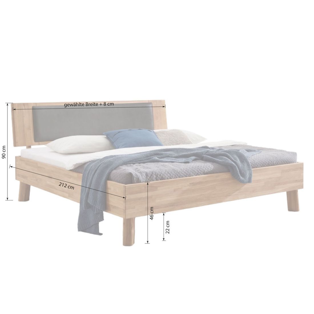 HOMELIV. Doppelbett Keno Komfort Wildeiche Massivholz