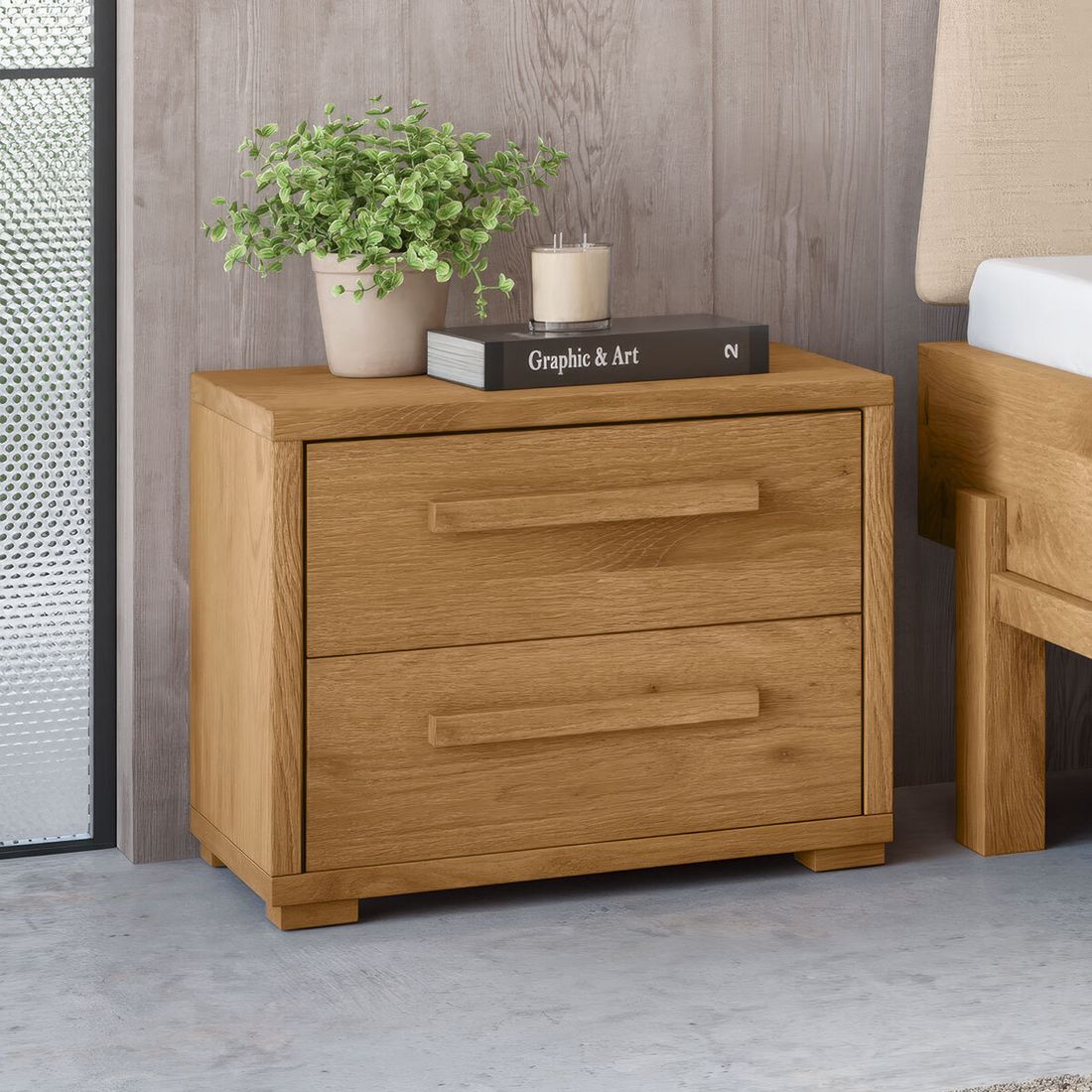 Nachttisch Willard Wildeiche Massivholz H 43cm