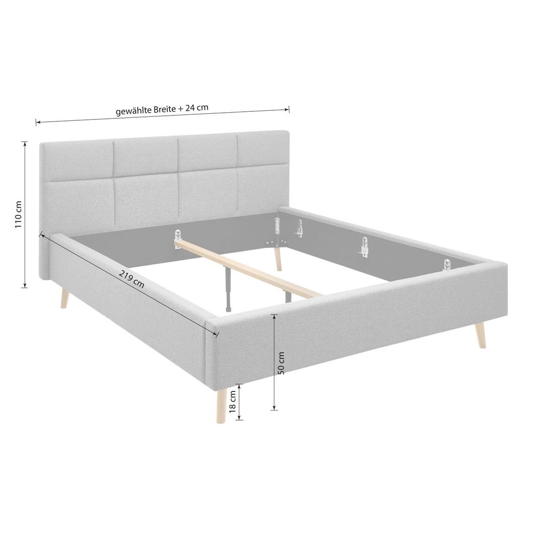 set one Polsterbett Cary Komfort Webstoff