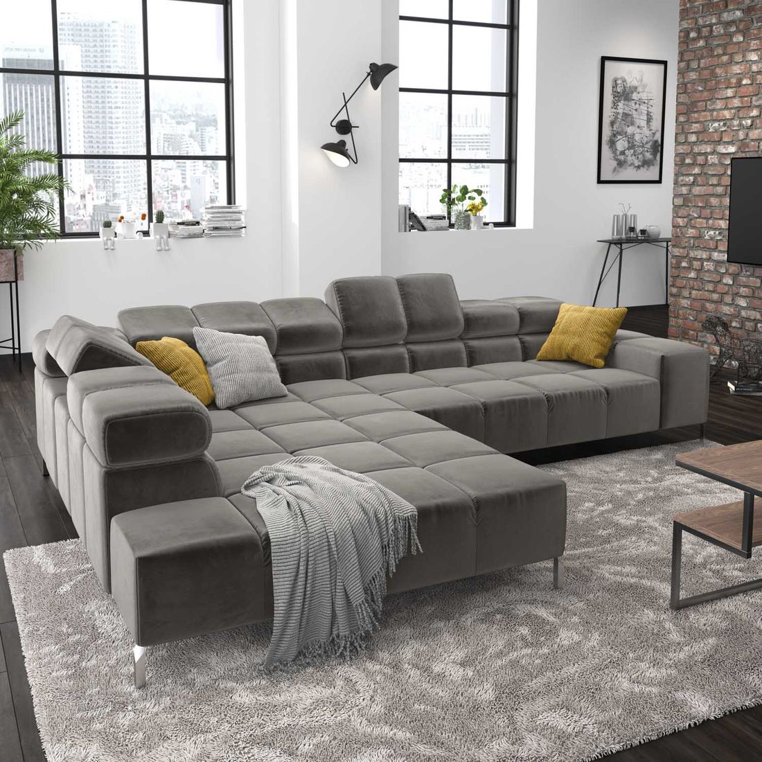 HOMELIV. Ecksofa Cambridge 321x216x85cm Velours