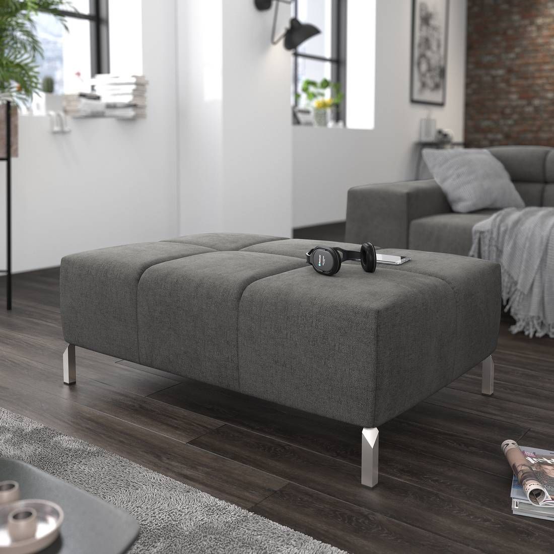 HOMELIV. Polsterhocker Cambridge Webstoff