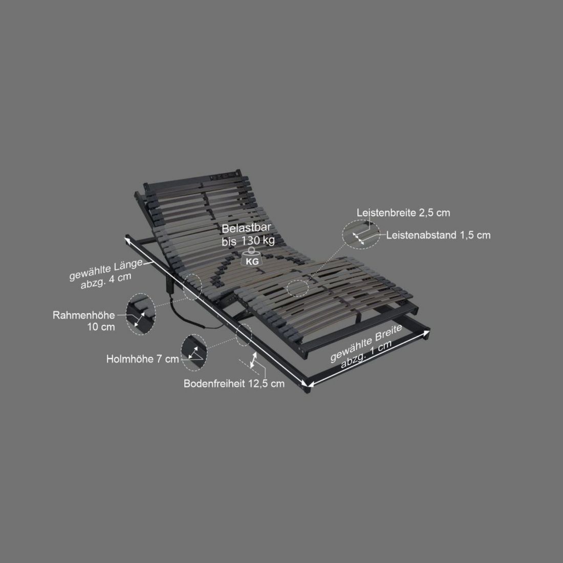 MUSTERRING Lattenrost Orthomatic 2.0 Comfort FHR MOT elektrisch verstellbar