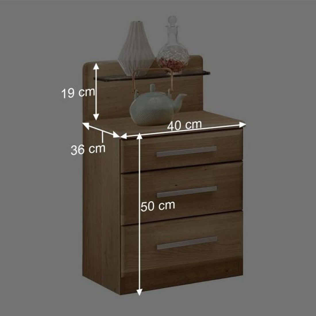 Nachttisch Hazleton Eiche teilmassiv H 50cm