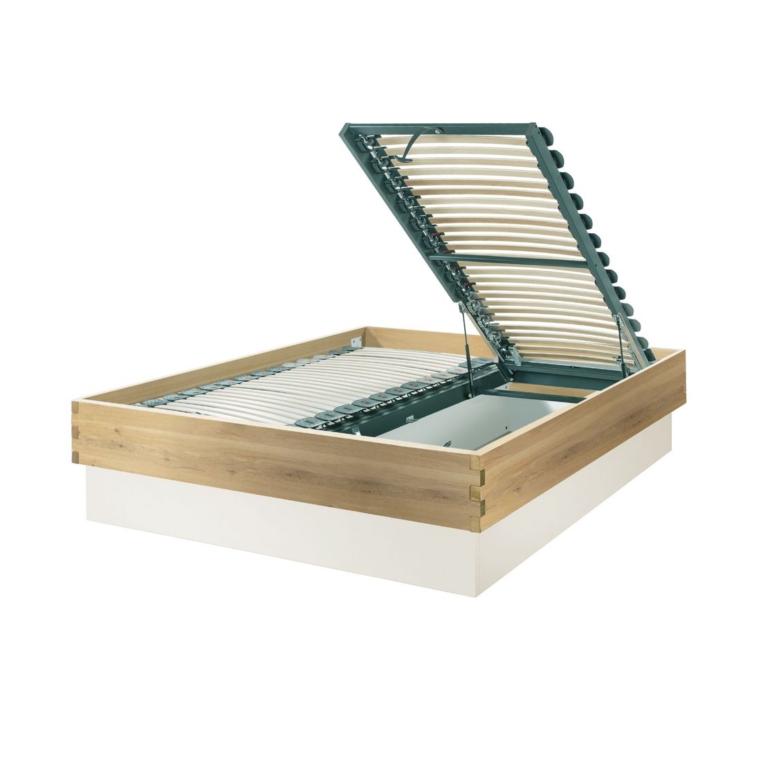 Bett Larus Komfort Wildeiche Massivholz mit Bettkasten