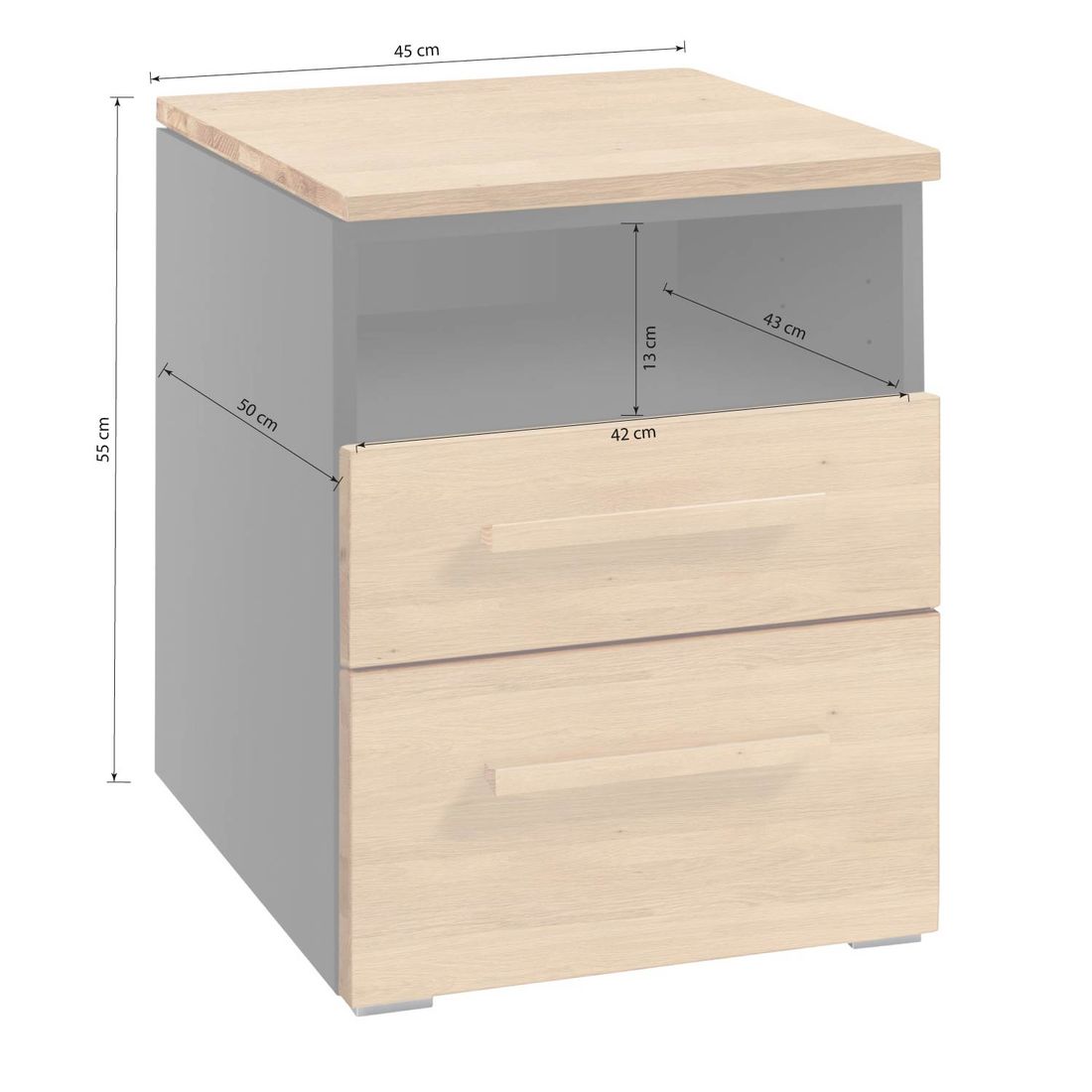 Nachttisch Askil Eiche teilmassiv H 55cm