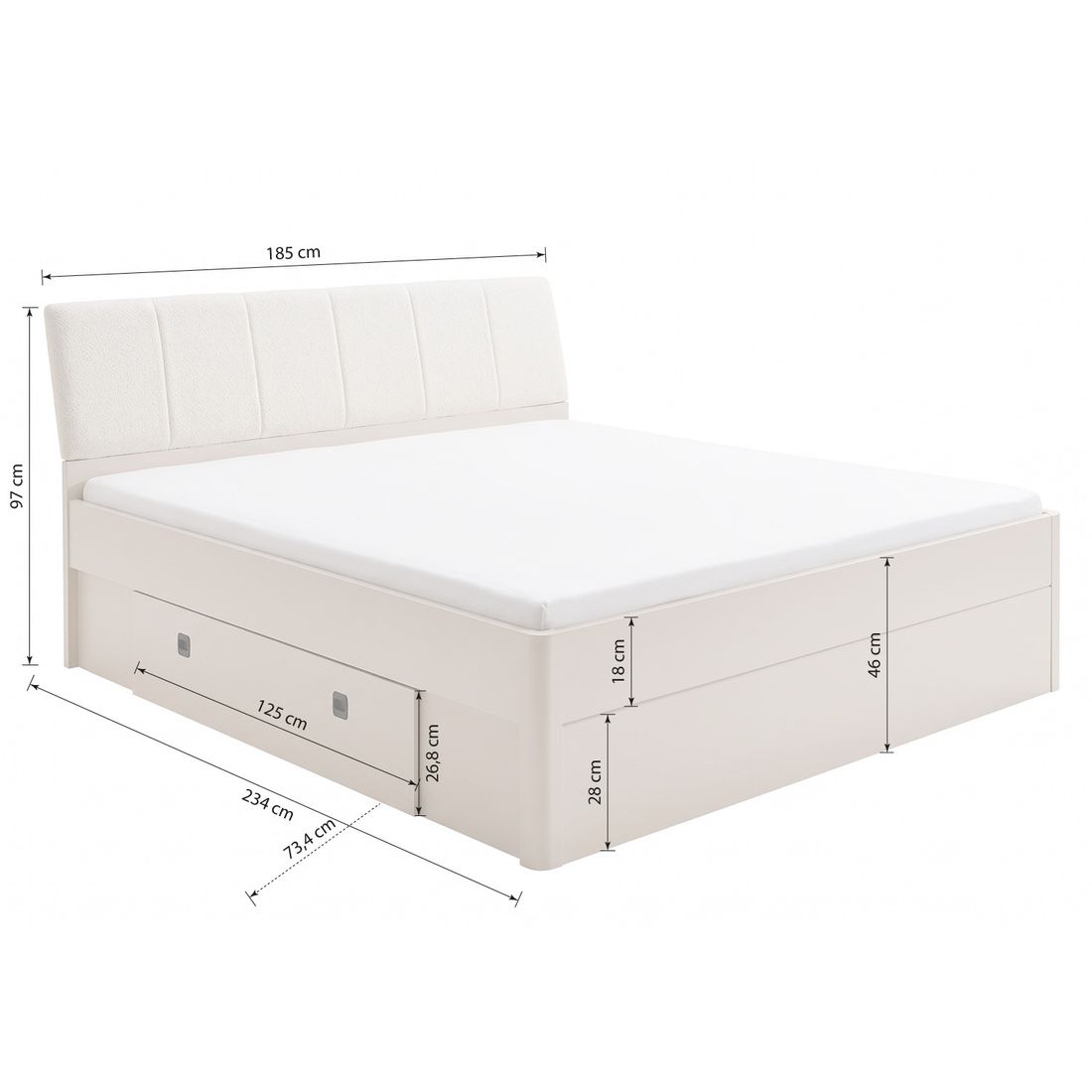 Bett Amplia Komfort mit Schubkasten 180x200cm