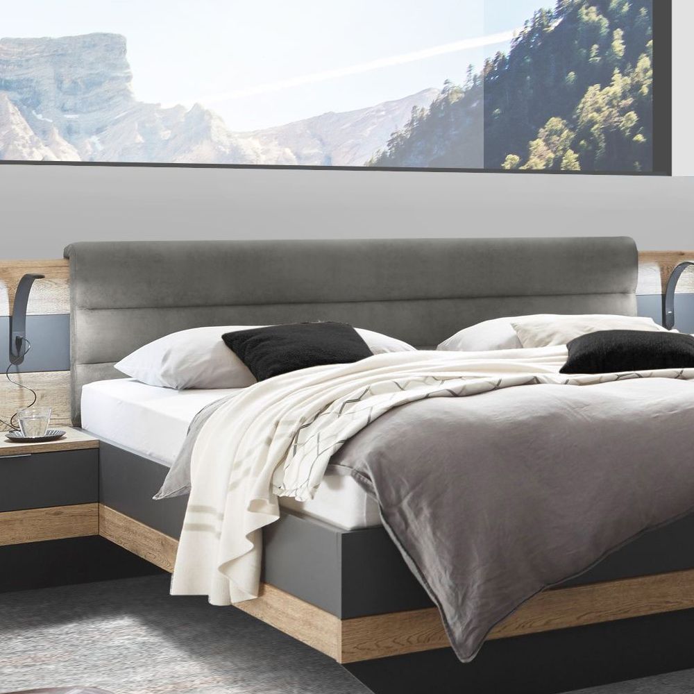 Bett Igneo Komfort Eiche Dekor mit Nachttischen