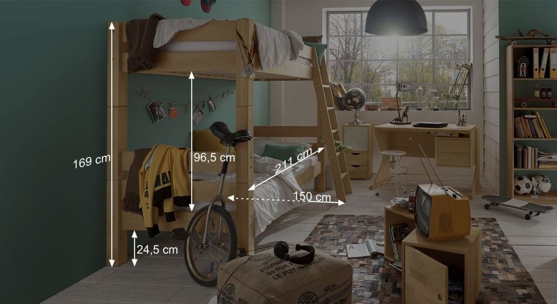 Etagenbett Kids Fantasy Buche Massivholz mit Lattenrost