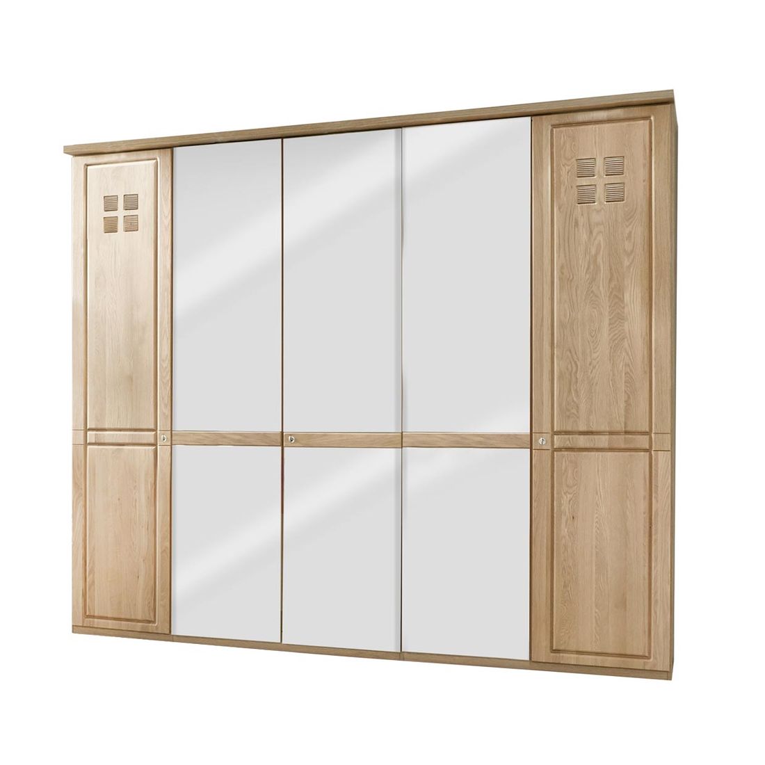 Drehtüren-Kleiderschrank Bloomfield Eiche teilmassiv mit Spiegel H 216cm