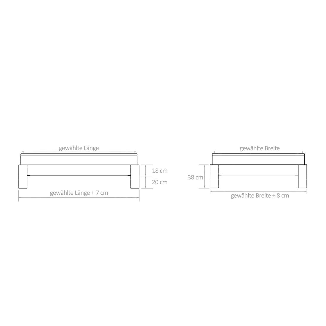 Boxspringbett Kingston Eiche Massivholz ohne Kopfteil