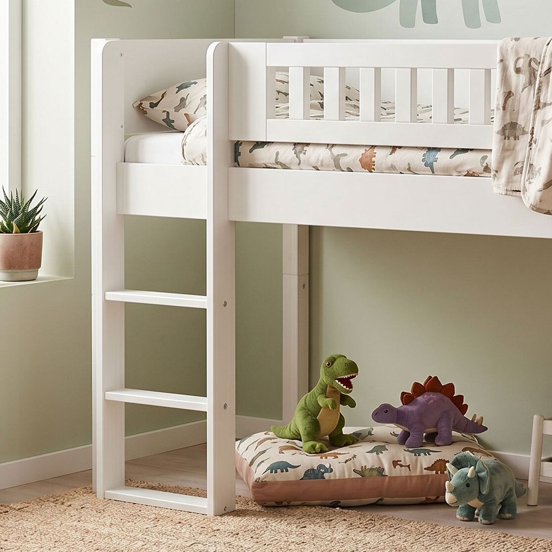 Mini-Hochbett Kids Town Design Buche teilmassiv mit Lattenrost