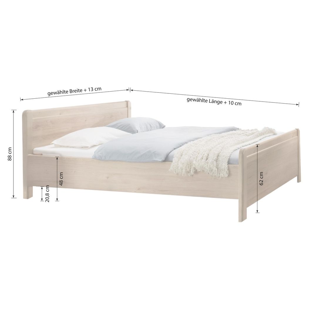 Doppelbett Telford Komfort Eiche Dekor