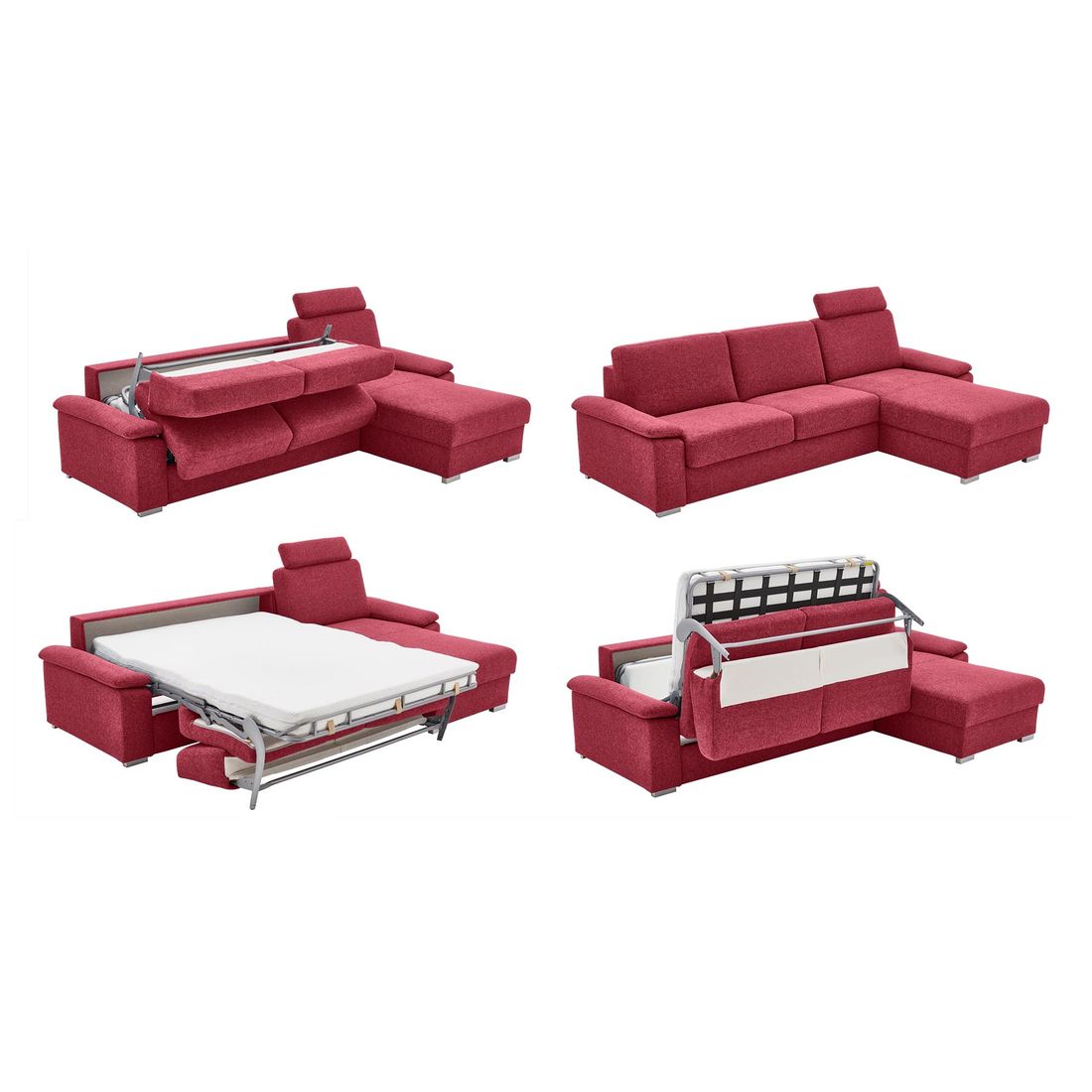Eck-Schlafsofa Cesio Webstoff mit Lattenrost und Bettkasten Ottomane rechts