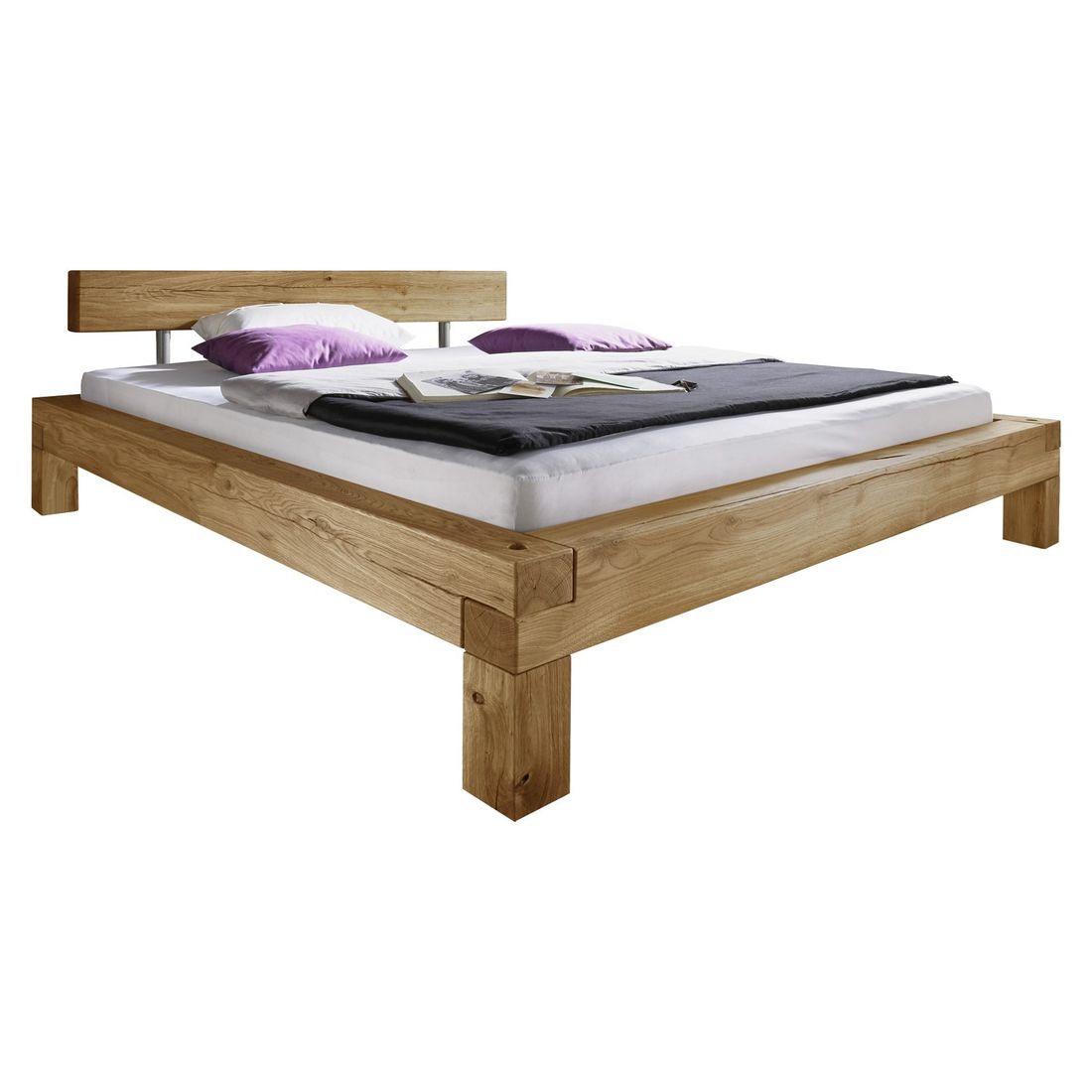Balkenbett Claro Komfort Wildeiche Massivholz
