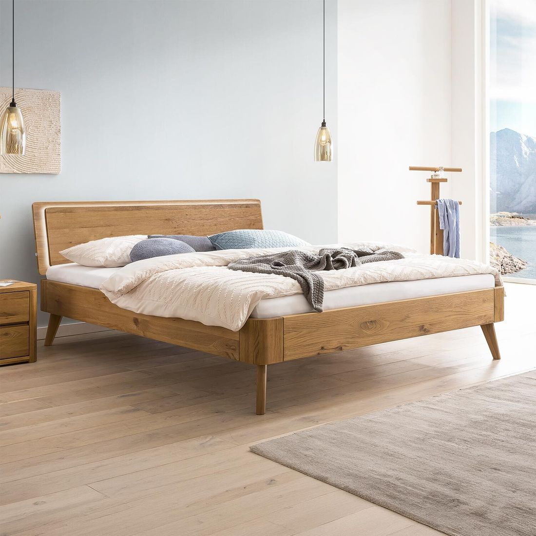 Bett Dosima Wildeiche Massivholz mit Beleuchtung