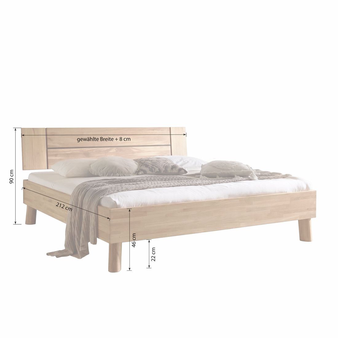 HOMELIV. Doppelbett Tarin Komfort Wildeiche Massivholz