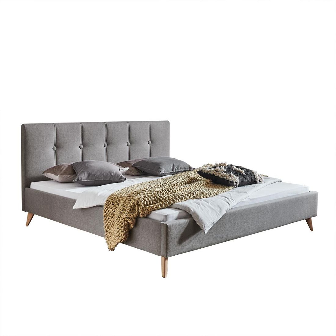 HOMELIV. Polsterbett Maliana Velours/Webstoff