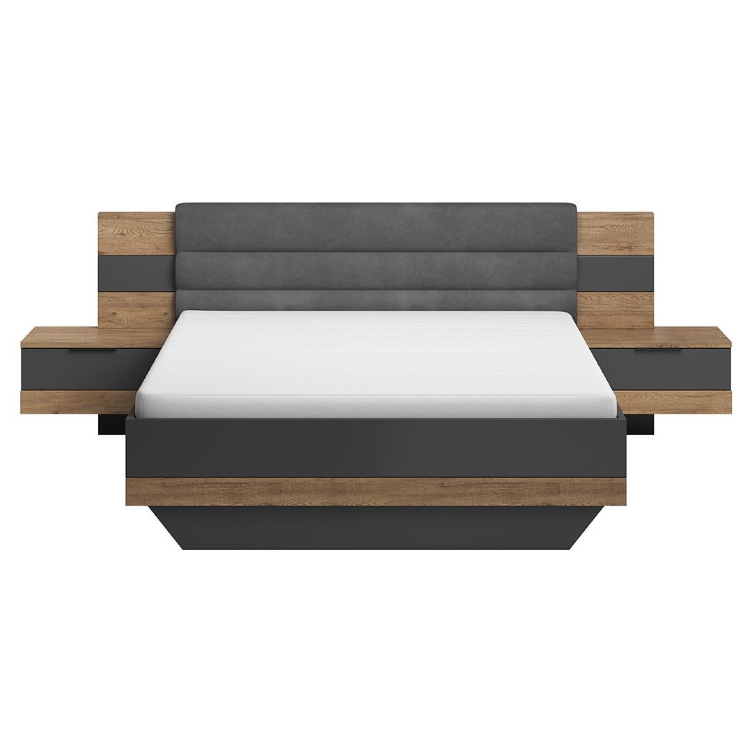 Bett Igneo Komfort Eiche Dekor mit Nachttischen