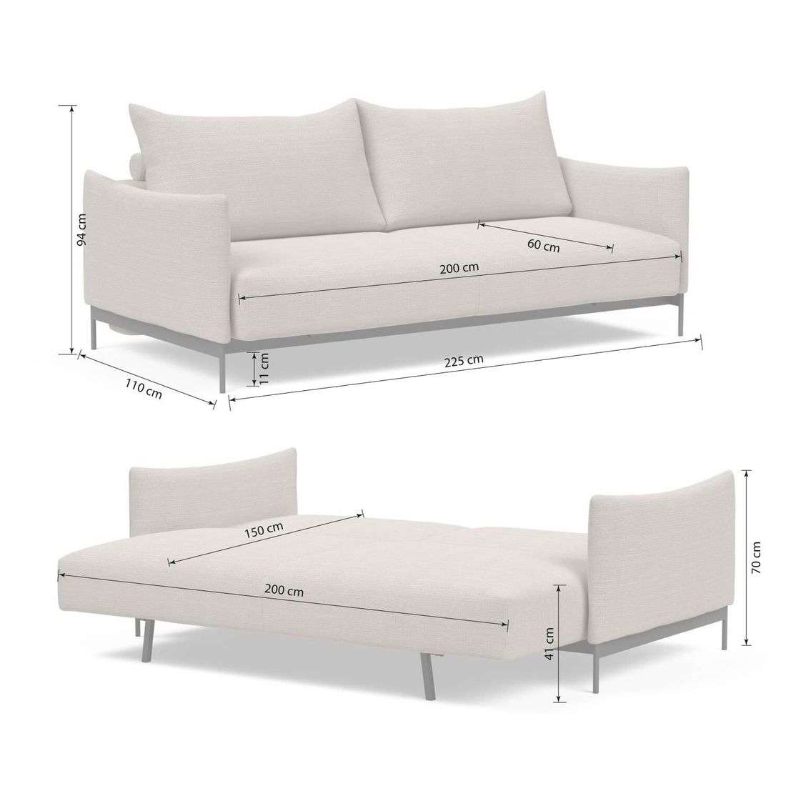Schlafsofa Mulan Webstoff 225x110x94 cm